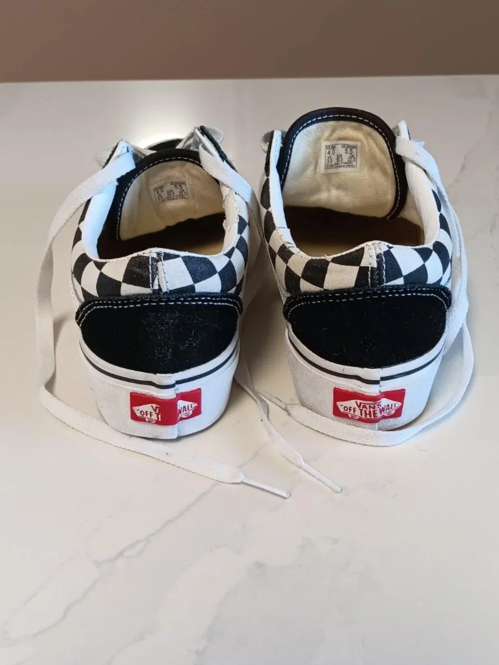 VANS Kids Black and White Checkerboard Canvas Sneakers Size 4.0
